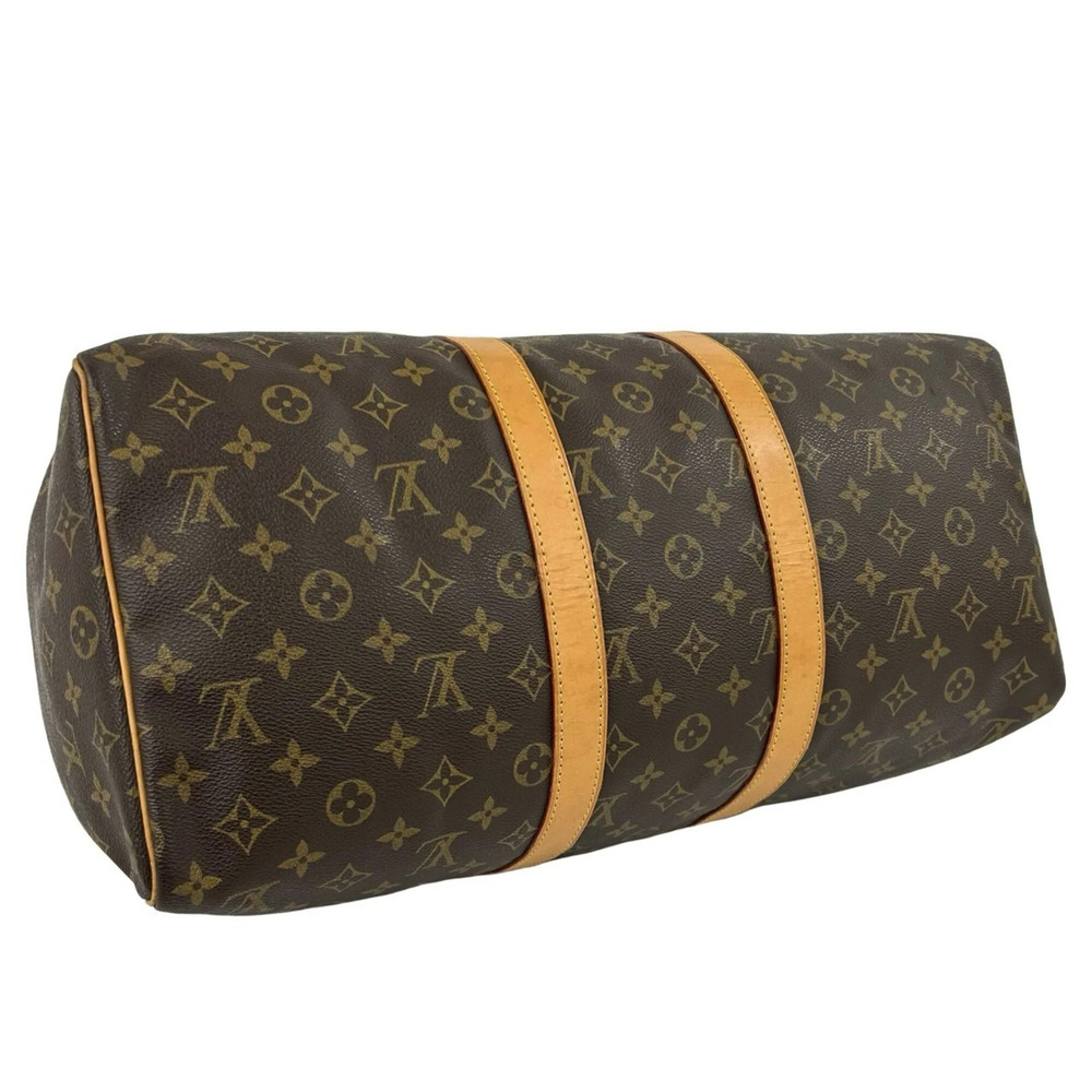 LOUIS VUITTON Authentic Brown Monogram Leather Keepall 45 Boston Bag - Picture 7 of 9